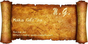 Maka Géza névjegykártya