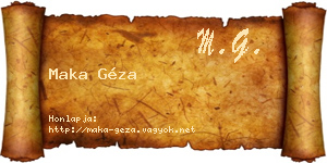 Maka Géza névjegykártya